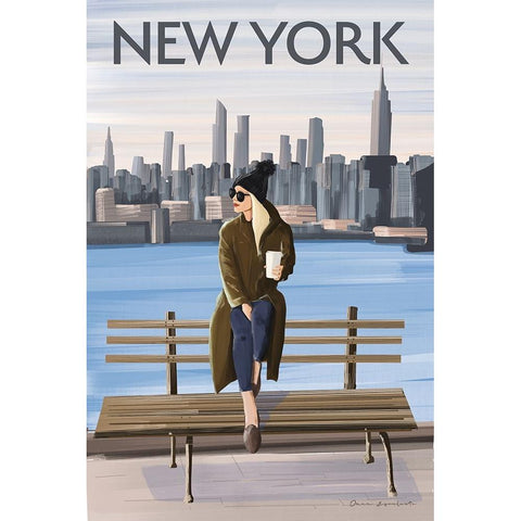 Girl in New York II Black Modern Wood Framed Art Print by Escalante, Omar