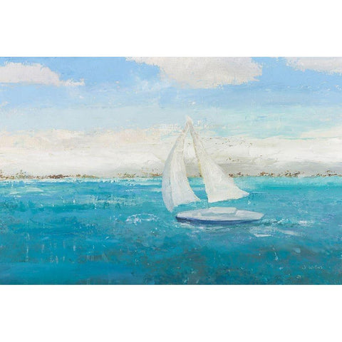 Sailing Into the Blue White Modern Wood Framed Art Print by Wiens, James