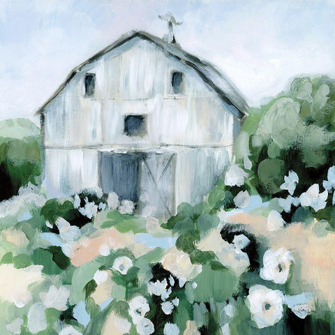 Summer Barn White Modern Wood Framed Art Print with Double Matting by Pete, Katrina