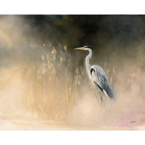 Peaceful Egret Black Modern Wood Framed Art Print with Double Matting by Purinton, Julia