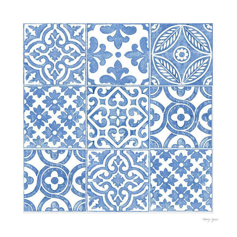 Artisan Tile VII White Modern Wood Framed Art Print with Double Matting by Green, Nancy