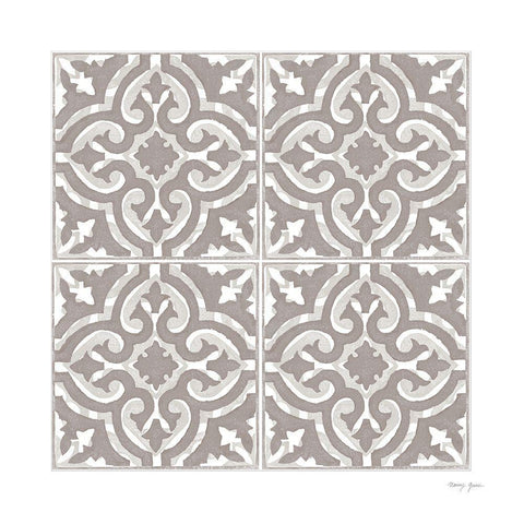 Artisan Tile VIII Black Ornate Wood Framed Art Print with Double Matting by Green, Nancy