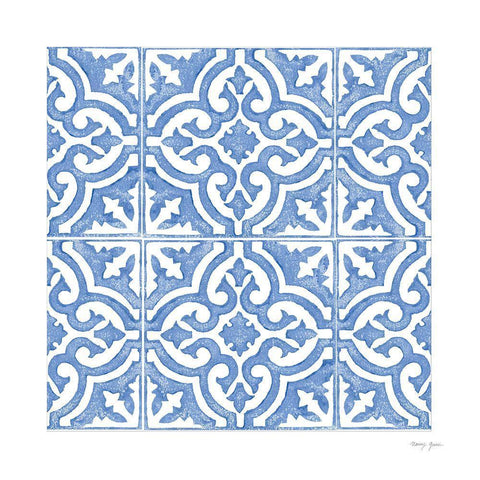 Artisan Tile XV White Modern Wood Framed Art Print with Double Matting by Green, Nancy