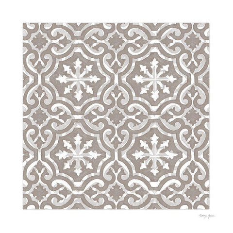 Artisan Tile XVIII White Modern Wood Framed Art Print with Double Matting by Green, Nancy