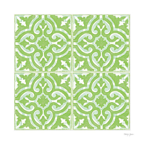 Artisan Tile XX Black Ornate Wood Framed Art Print with Double Matting by Green, Nancy