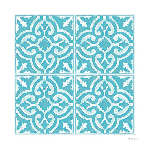 Artisan Tile XXII White Modern Wood Framed Art Print with Double Matting by Green, Nancy