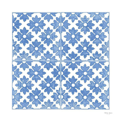 Artisan Tile XXVIII White Modern Wood Framed Art Print with Double Matting by Green, Nancy