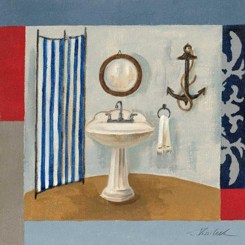 Nautical Bath I Black Ornate Wood Framed Art Print with Double Matting by Vassileva, Silvia