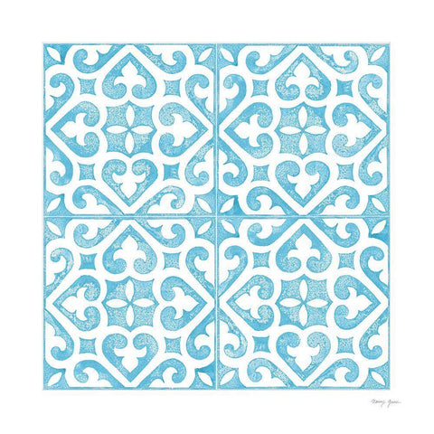 Artisan Tile XXXI Black Ornate Wood Framed Art Print with Double Matting by Green, Nancy