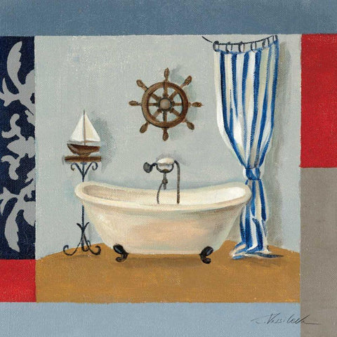 Nautical Bath II White Modern Wood Framed Art Print by Vassileva, Silvia