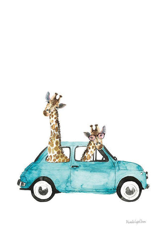 Giraffe Joy Ride III No Balloons Black Ornate Wood Framed Art Print with Double Matting by Charro, Mercedes Lopez