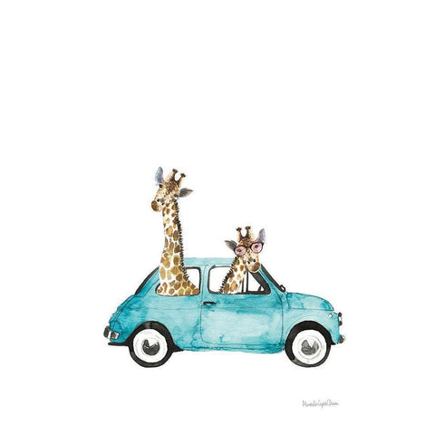 Giraffe Joy Ride III No Balloons Black Modern Wood Framed Art Print with Double Matting by Charro, Mercedes Lopez