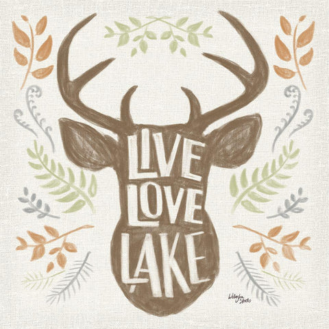 Lake Life III Green Black Modern Wood Framed Art Print with Double Matting by Wellington Studio