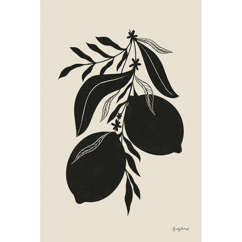 Lemon Silhouette II White Modern Wood Framed Art Print by Thorns, Becky