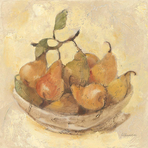 Sunlit Pears Smooth White Modern Wood Framed Art Print by Hristova, Albena