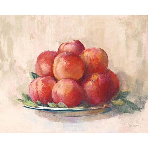 Ripe Peaches White Modern Wood Framed Art Print by Rowan, Carol