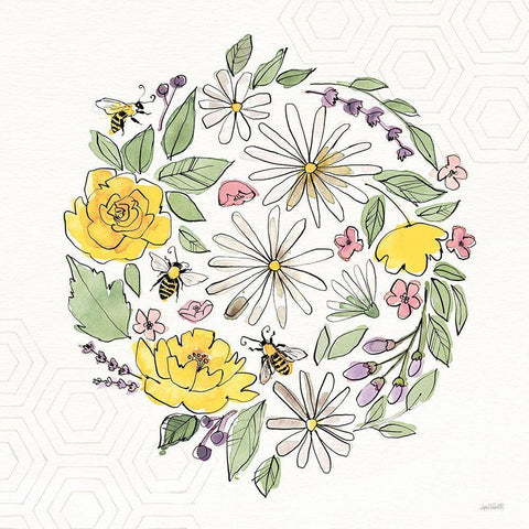 Honeybee Blossoms X No Words Black Modern Wood Framed Art Print by Tavoletti, Anne