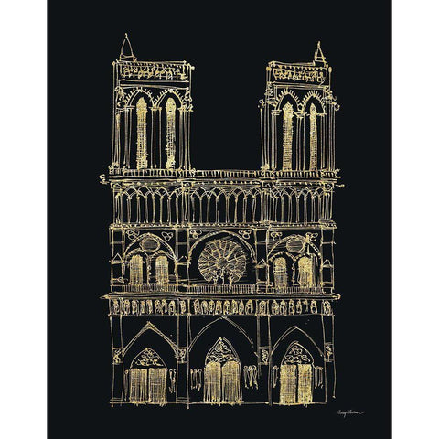 Notre Dame Sketch Black Modern Wood Framed Art Print with Double Matting by Tillmon, Avery