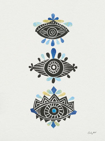 Evil Eye I Collage Black Ornate Wood Framed Art Print with Double Matting by Prahl, Courtney