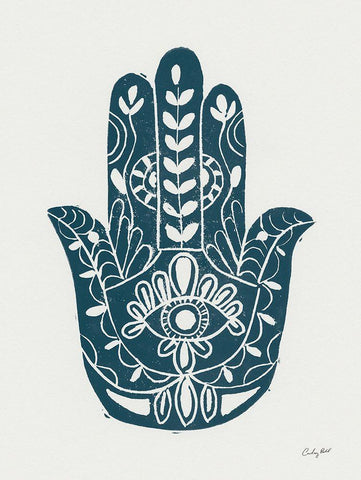 Hamsa I Black Ornate Wood Framed Art Print with Double Matting by Prahl, Courtney