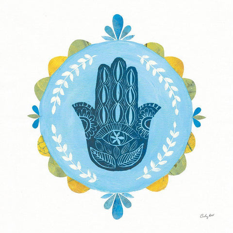 Hamsa Mandala I Black Ornate Wood Framed Art Print with Double Matting by Prahl, Courtney