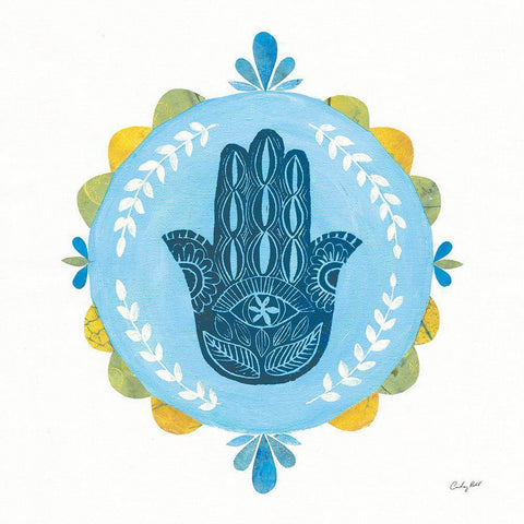 Hamsa Mandala I Black Modern Wood Framed Art Print by Prahl, Courtney