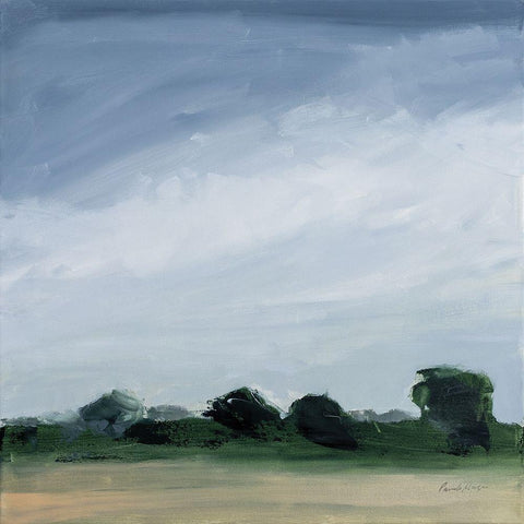 Gray Over Green Black Modern Wood Framed Art Print with Double Matting by Munger, Pamela