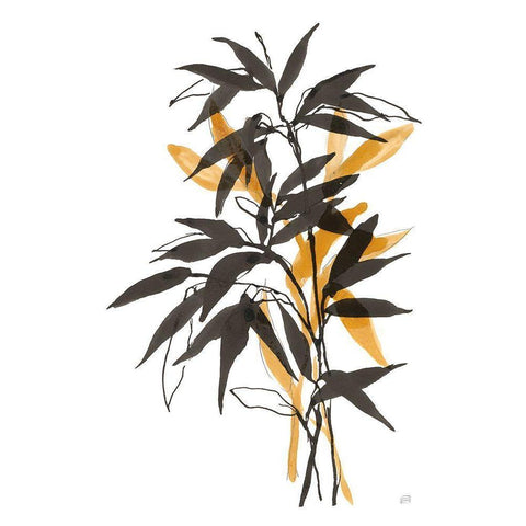 Amber Long Leaf II Gold Ornate Wood Framed Art Print with Double Matting by Paschke, Chris