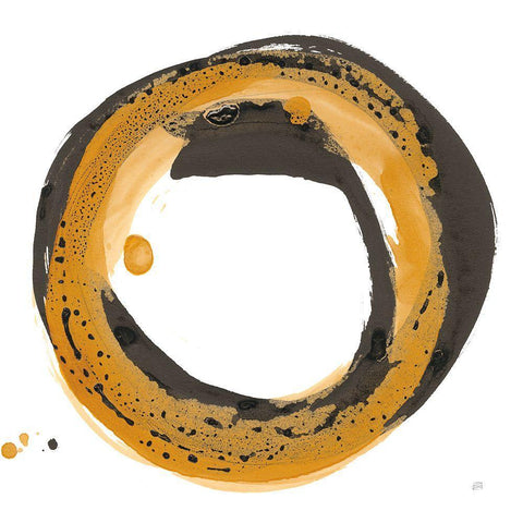 Amber Enso III White Modern Wood Framed Art Print with Double Matting by Paschke, Chris