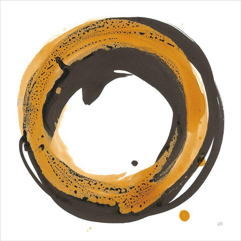 Amber Enso IV White Modern Wood Framed Art Print with Double Matting by Paschke, Chris