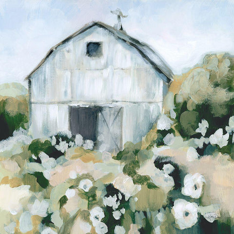 Summer Barn One Window Neutral White Modern Wood Framed Art Print by Pete, Katrina