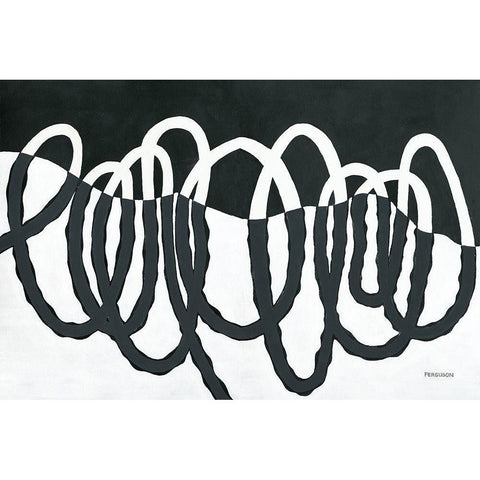Loops III Dark White Modern Wood Framed Art Print by Ferguson, Kathy