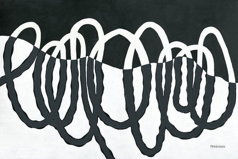 Loops III Dark White Modern Wood Framed Art Print with Double Matting by Ferguson, Kathy