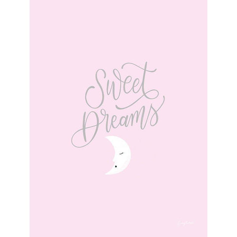 Sweet Dreams Pink v2 Black Modern Wood Framed Art Print with Double Matting by Thorns, Becky