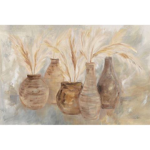 Grasses and Baskets Dark White Modern Wood Framed Art Print by Vassileva, Silvia