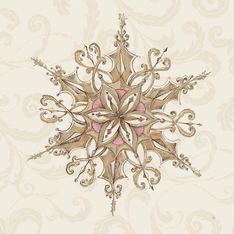 Elegant Season Snowflake I Pink White Modern Wood Framed Art Print with Double Matting by Brissonnet, Daphne