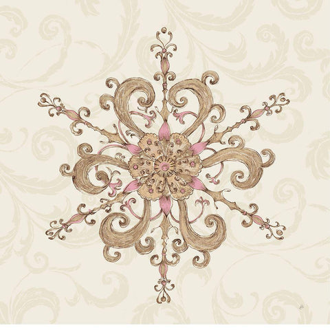 Elegant Season Snowflake IV Pink Black Ornate Wood Framed Art Print with Double Matting by Brissonnet, Daphne