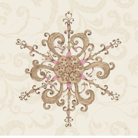 Elegant Season Snowflake IV Pink Black Modern Wood Framed Art Print with Double Matting by Brissonnet, Daphne