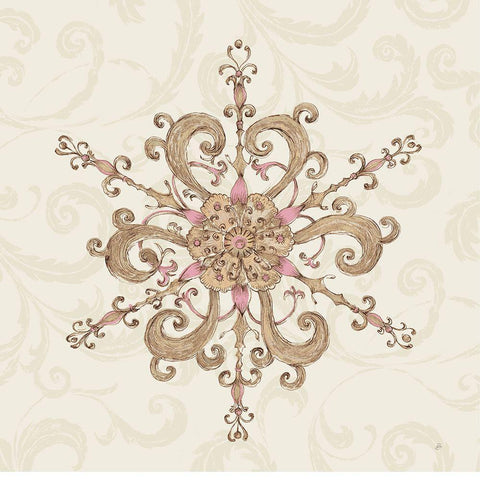 Elegant Season Snowflake IV Pink Gold Ornate Wood Framed Art Print with Double Matting by Brissonnet, Daphne