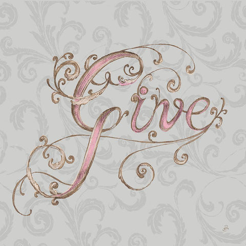 Elegant Season Give Grey Pink Gold Ornate Wood Framed Art Print with Double Matting by Brissonnet, Daphne