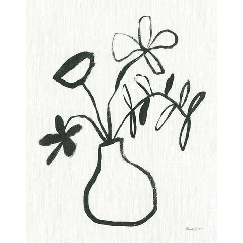 Floral Sketch I Black Modern Wood Framed Art Print by Munger, Pamela