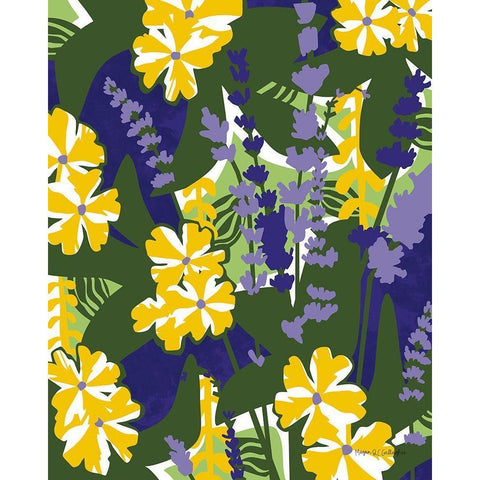 Lavender Verbena Gold Ornate Wood Framed Art Print with Double Matting by Gallagher, Megan