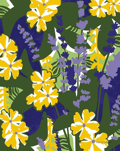 Lavender Verbena White Modern Wood Framed Art Print with Double Matting by Gallagher, Megan