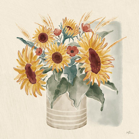 Sunflower Season V Black Modern Wood Framed Art Print with Double Matting by Penner, Janelle