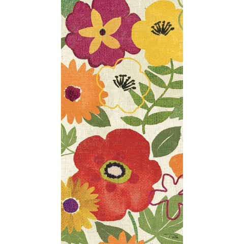 Watercolor Garden Panel II Black Modern Wood Framed Art Print with Double Matting by Pela Studio