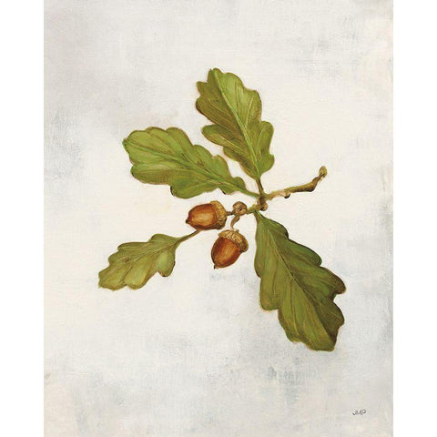 Oak Branch Crop White Modern Wood Framed Art Print by Purinton, Julia