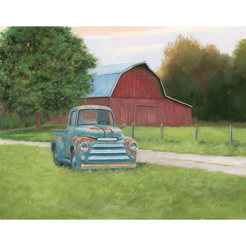 Vintage Truck Black Modern Wood Framed Art Print with Double Matting by Wiens, James