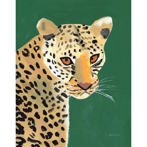 Colorful Cheetah on Emerald Black Modern Wood Framed Art Print with Double Matting by Munger, Pamela