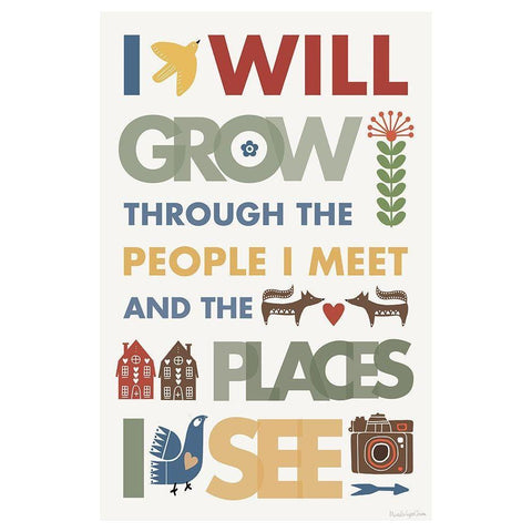 I Will Grow Black Modern Wood Framed Art Print by Charro, Mercedes Lopez