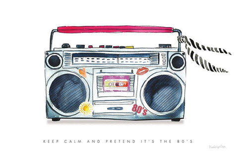 Boombox Love White Modern Wood Framed Art Print with Double Matting by Charro, Mercedes Lopez